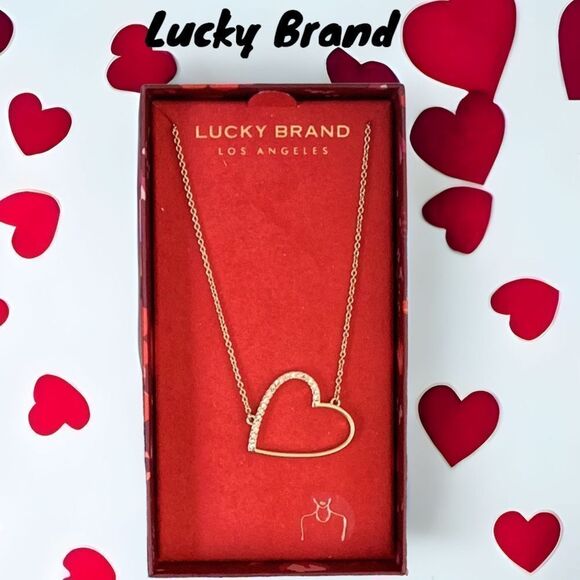 Lucky Brand Jewelry - LUCKY BRAND NEW IN GIFT BOX HEART NECKLACE GOLD TONE SEMI PRECIOUS ACCENTS